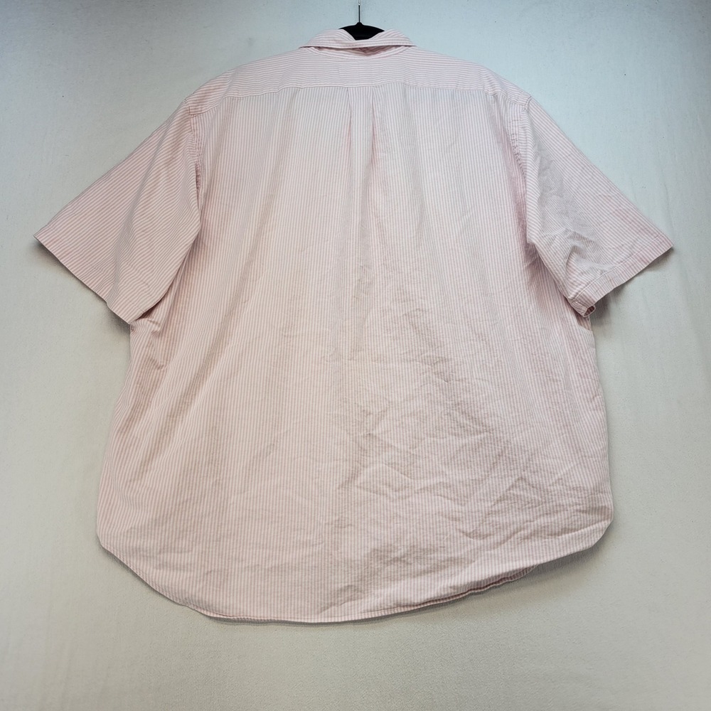 Ralph Lauren Big Shirt Mens XL Pink Striped Short Sleeve Button Down Cotton Pony - Picture 3 of 7